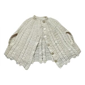 Vintage Cream Crochet Cape Jacket
